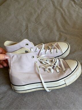Converse High-Top Sneakers in Pale Lavender and White